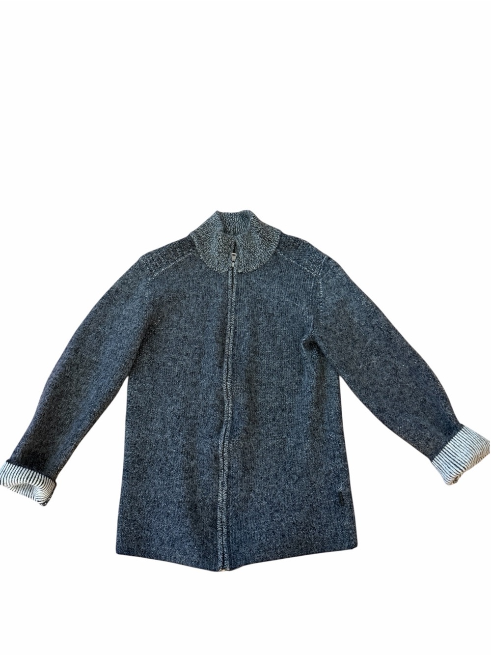 Boss Men's Dark Gray Zip-Front Wool Blend Cardigan
